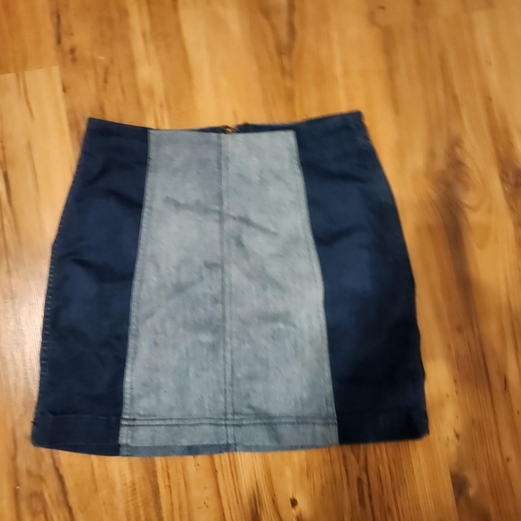 Free People Dresses & Skirts - Free People Two-Tone Denim Mini Skirt in Navy and Light Wash